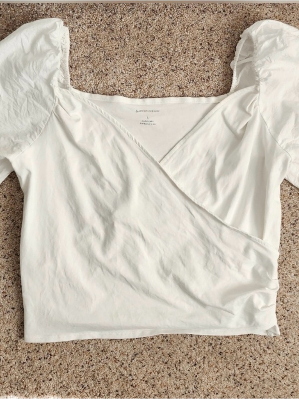Anthropologie White Cropped Wrap Shirt Top
